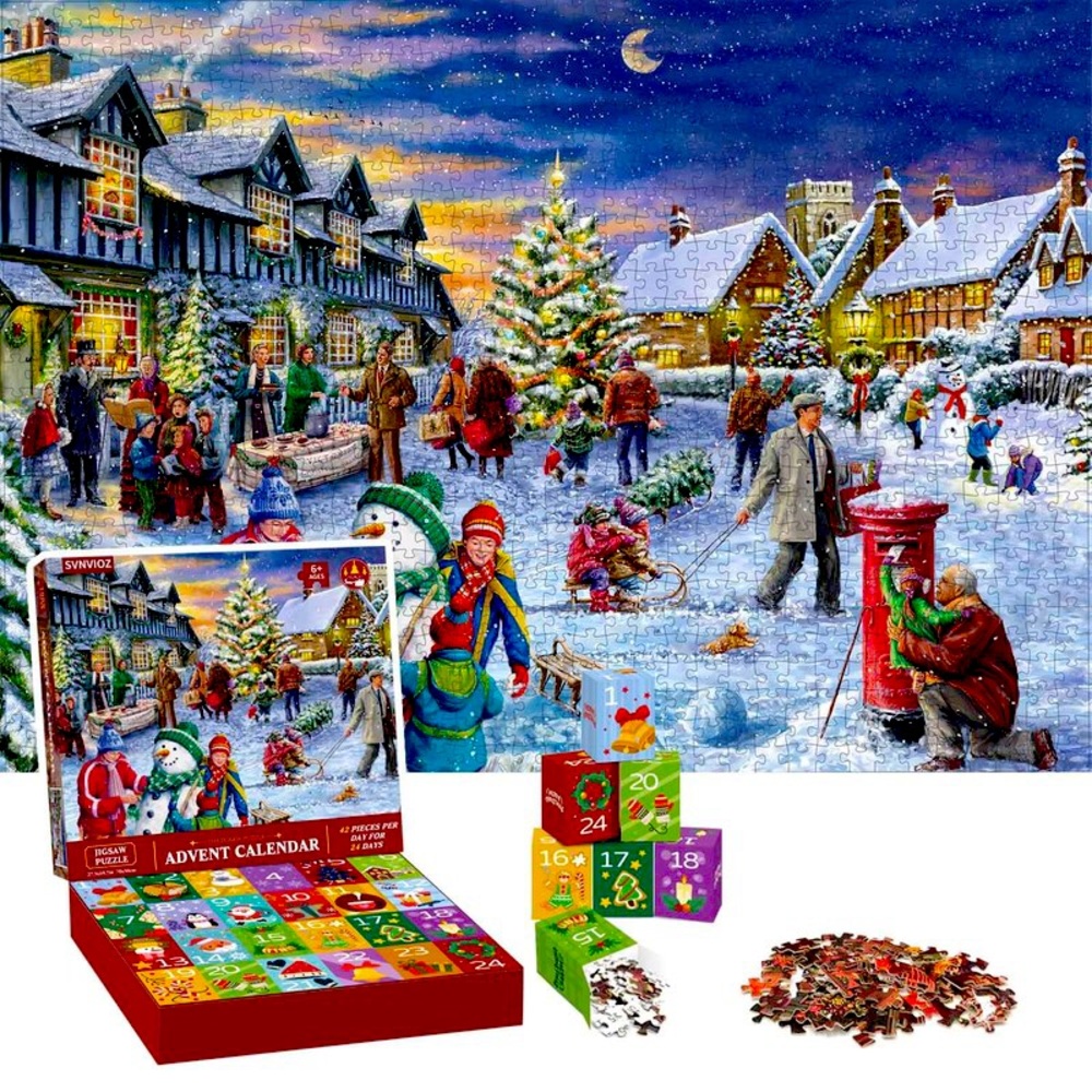 Advent 24 Day Christmas Countdown Calendar Jigsaw Puzzle for Adults & Kids